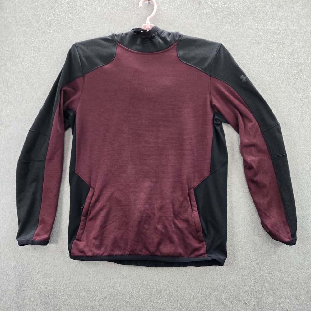 Under Armour Men Hoodie M Black Colorblock Coldgear Activewear Logo Fitted‎